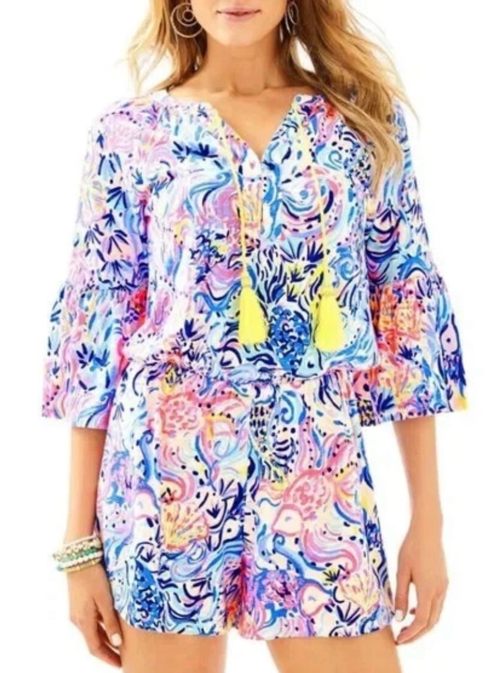 Lilly Pulitzer Pink & Blue Colorful Beach Romper